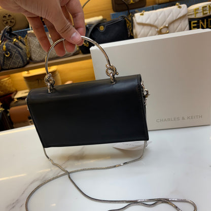CNK Kristine Sculptural Handle Handbag - Noir