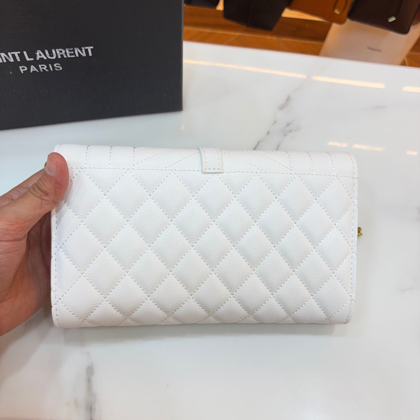 YSL Clutch Sling - White