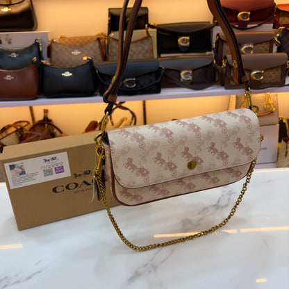 COCH Signature Canvas Brook Flap Chain Bag - Creme Colour