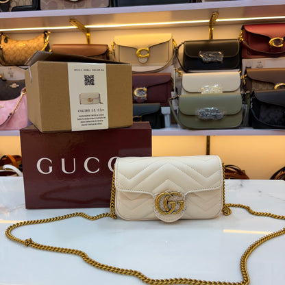 GG Marmont Mini Sling Bag - White (Ultra Premium Double Box)