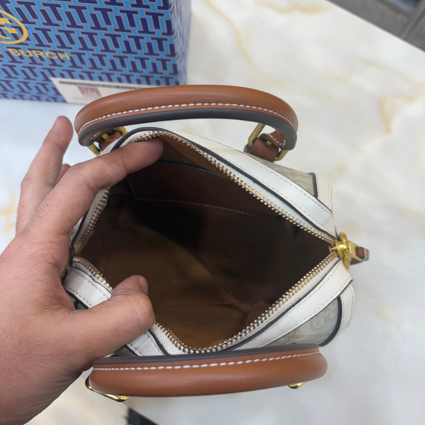 TB Monogram Speedy - White & Tan