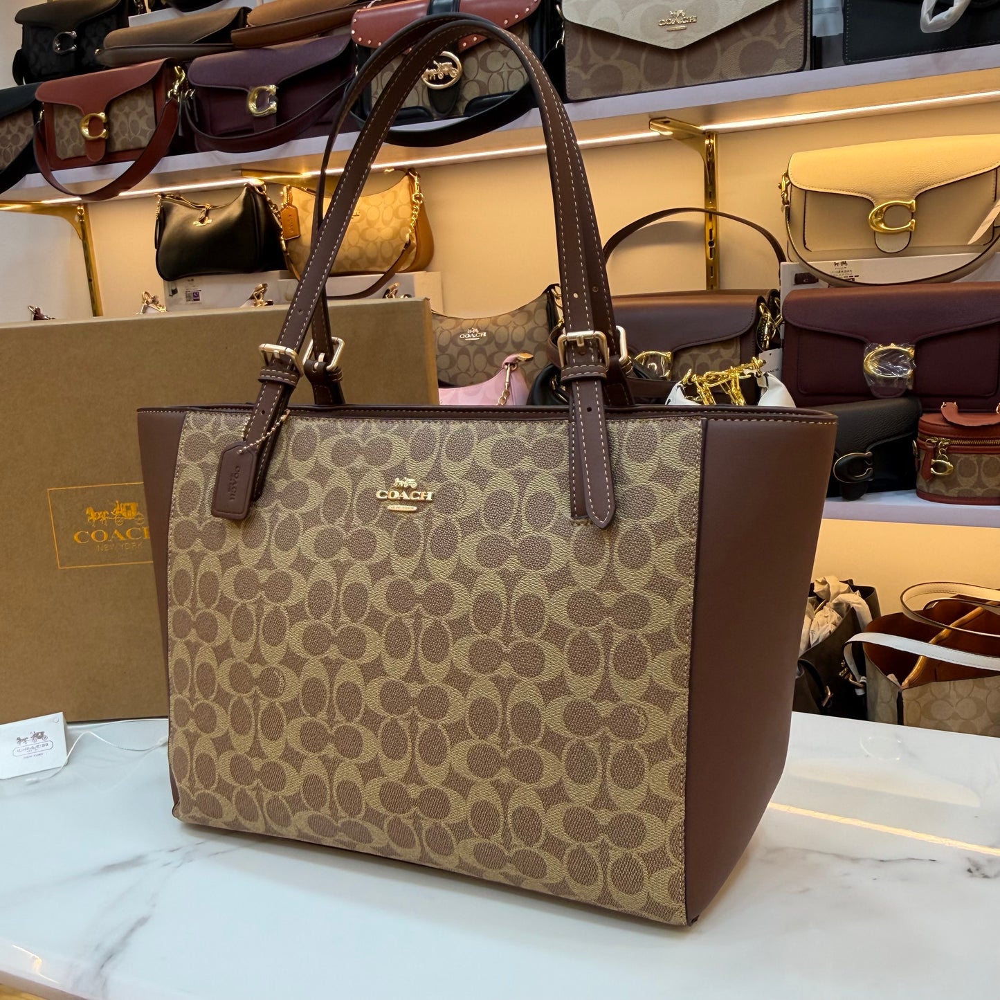COCH Zip Top Tote Bag - Apricot Coffee