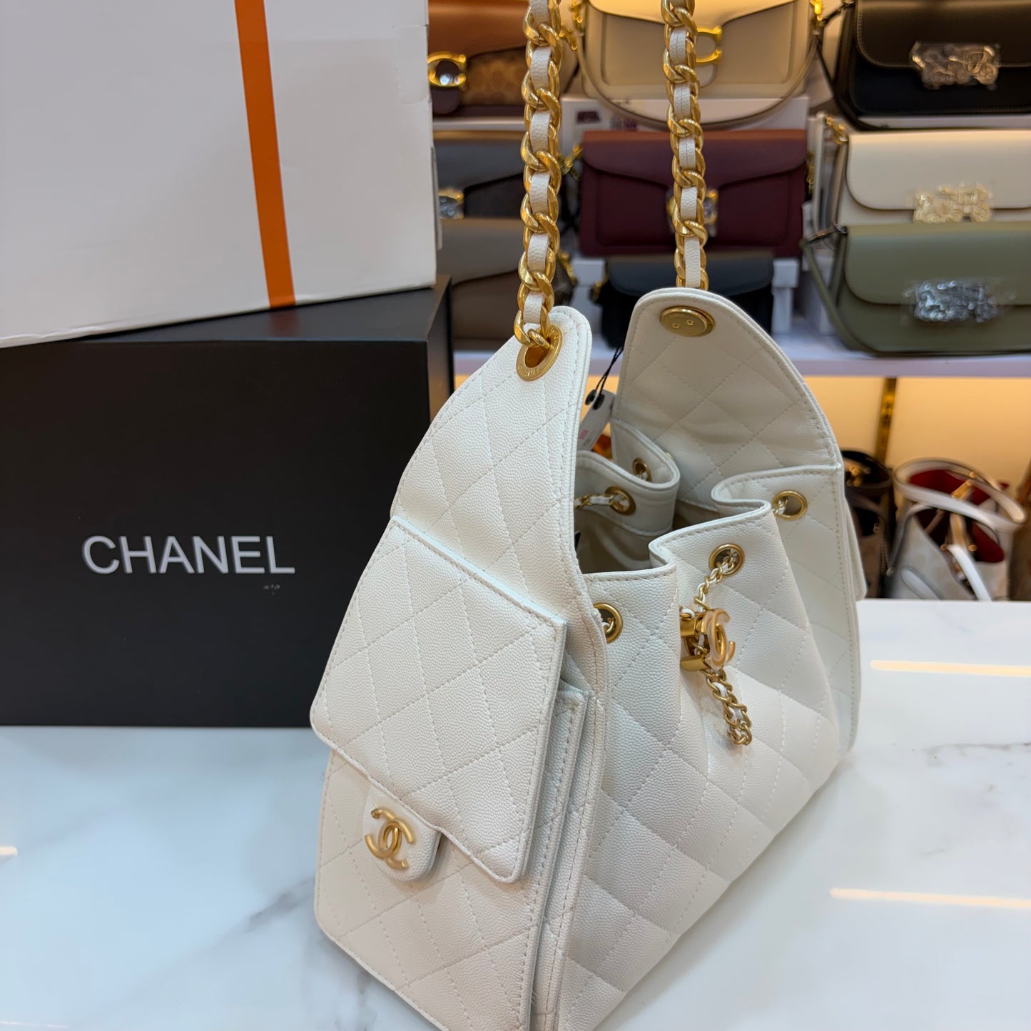 Chanel 25 Medium Handbag - White