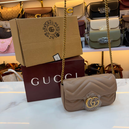 GG Marmont Mini Sling Bag - Beige (Ultra Premium Double Box)