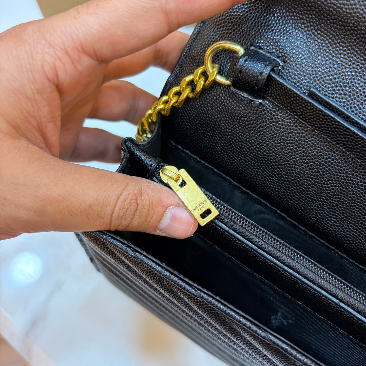 YSL Cassandre Wallet on Chain - Black