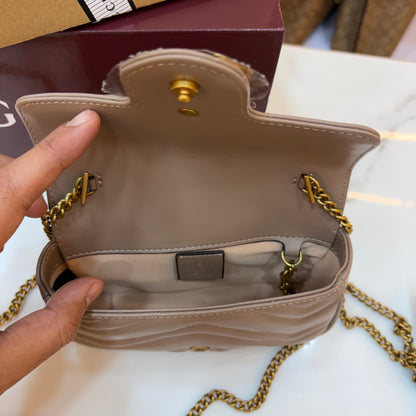 GG Marmont Mini Sling Bag - Beige (Ultra Premium Double Box)