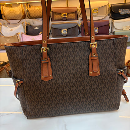 MK Voyager Large Tote Bag - Dark Brown & Tan