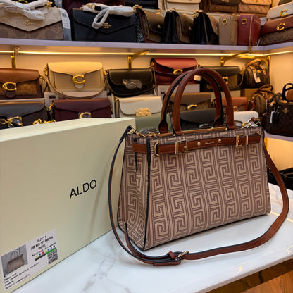 ALD Geometric Monogram Satchel - Brown