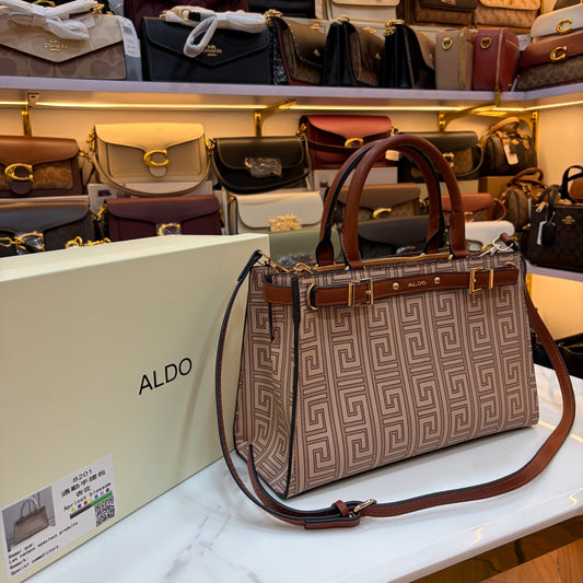 ALD Geometric Monogram Satchel - Brown
