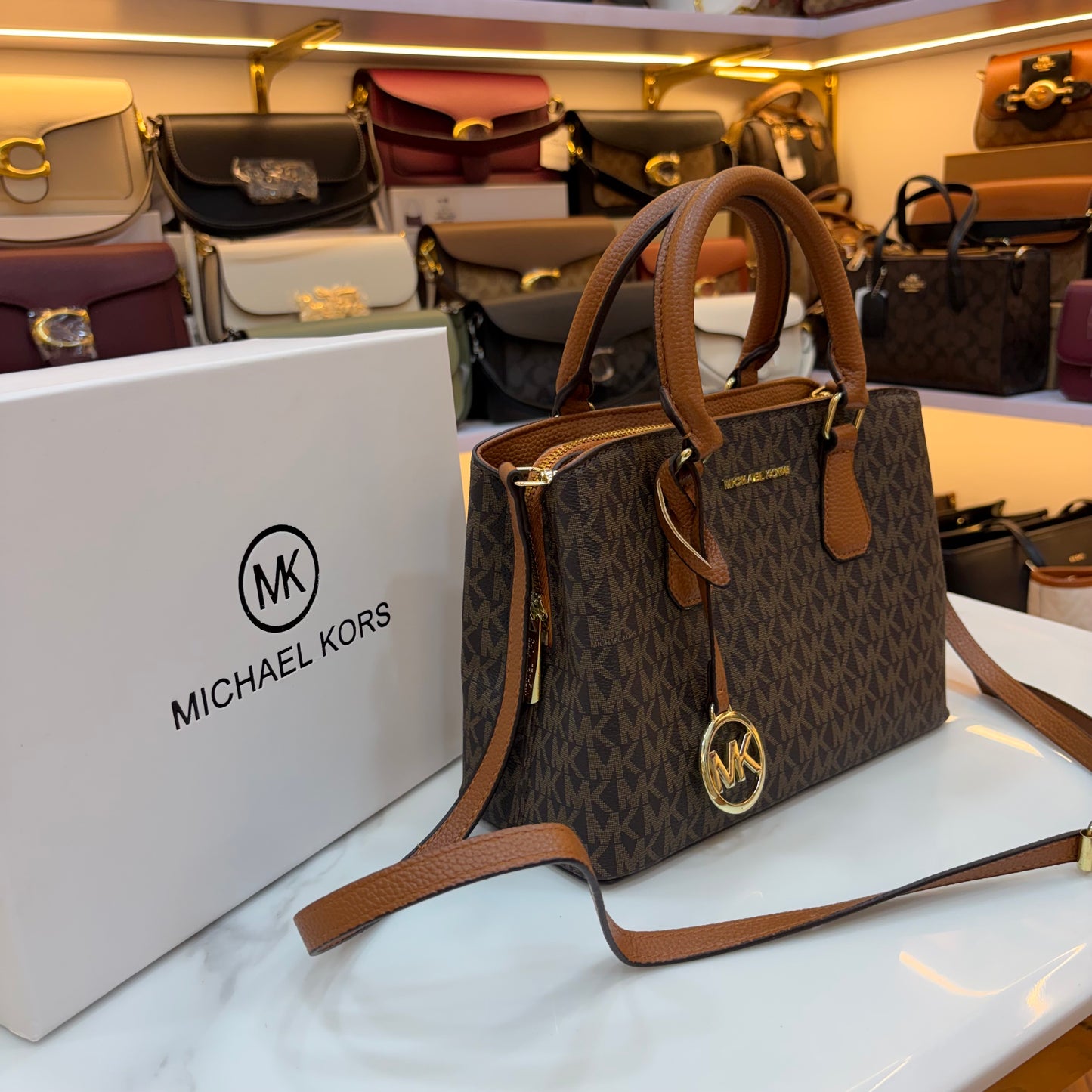 MK Sheila Medium Satchel - Brown