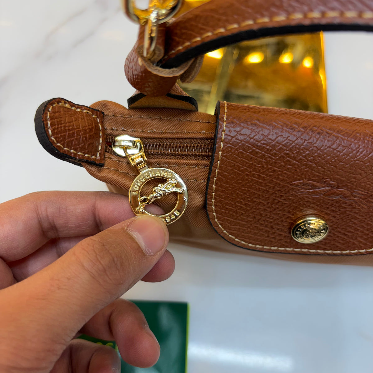 Longchamp - Le Pliage XS Crossbody Bag - Tan Brown