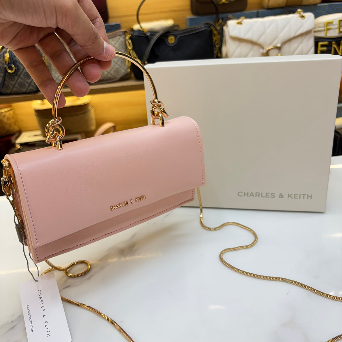 CNK Kristine Sculptural Handle Handbag - Light Pink