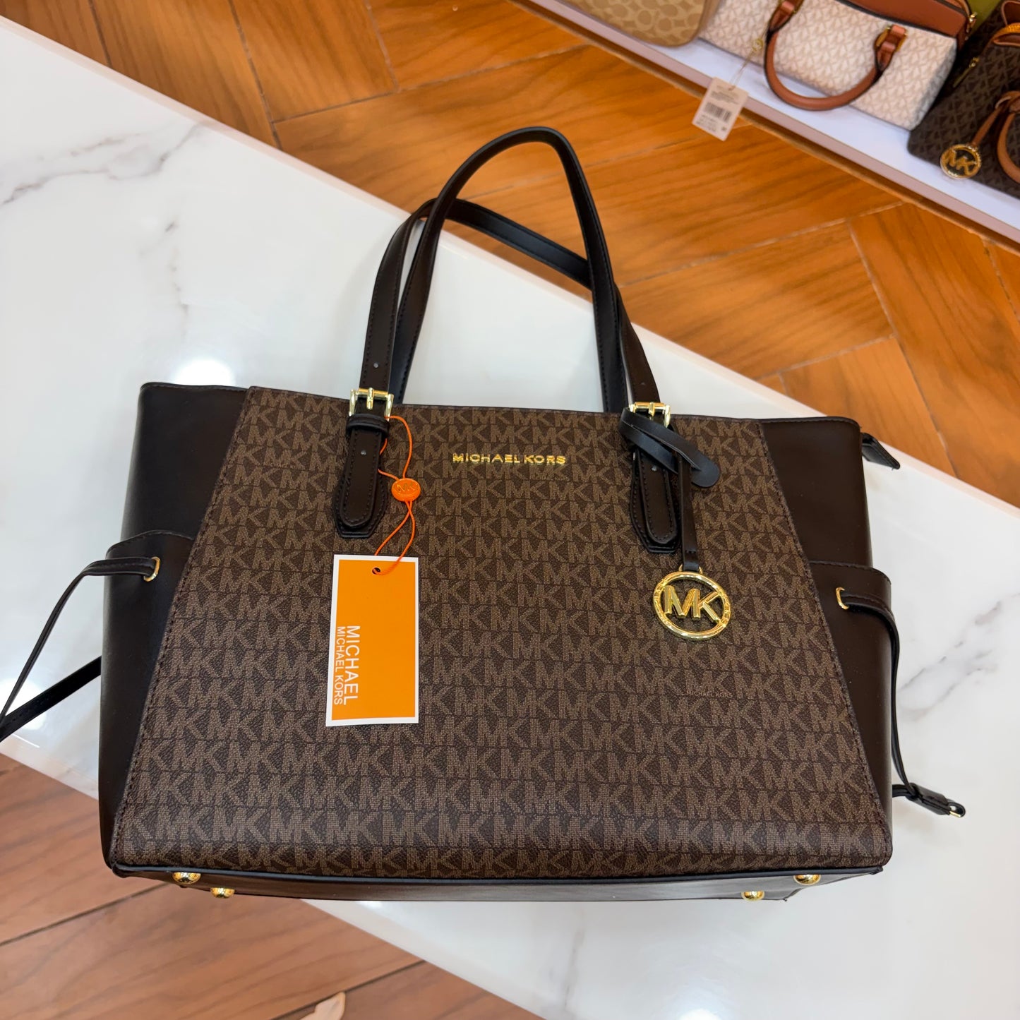 MK Gilly Large Drawstring Tote - Black