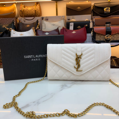 YSL Clutch Sling - White