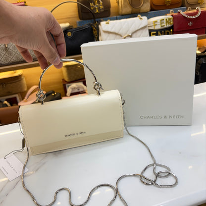 CNK Kristine Sculptural Handle Handbag - Cream