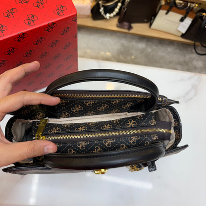 Guess Ginevra Elite Satchel - Dark Monogram Print