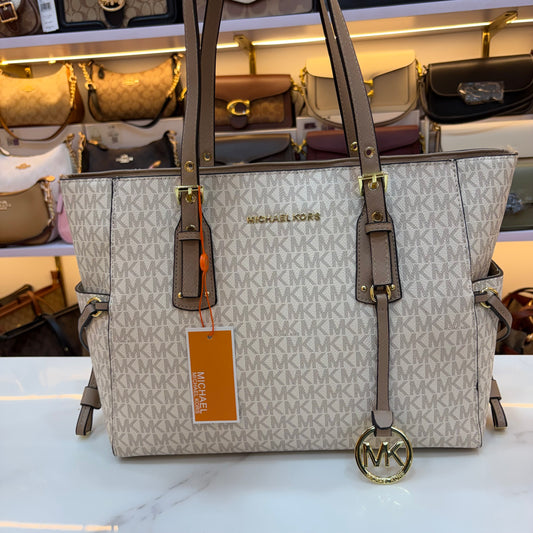 MK Voyager Large Tote Bag - White & Cream