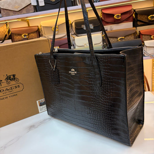 COCH MAGGIE LARGE TOTE - Black Crocodile Print