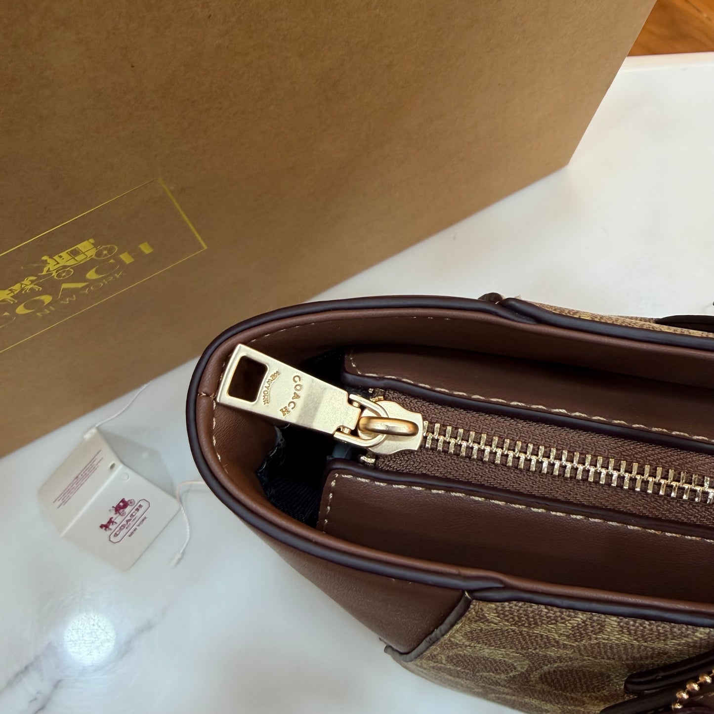 COCH Zip Top Tote Bag - Apricot Coffee