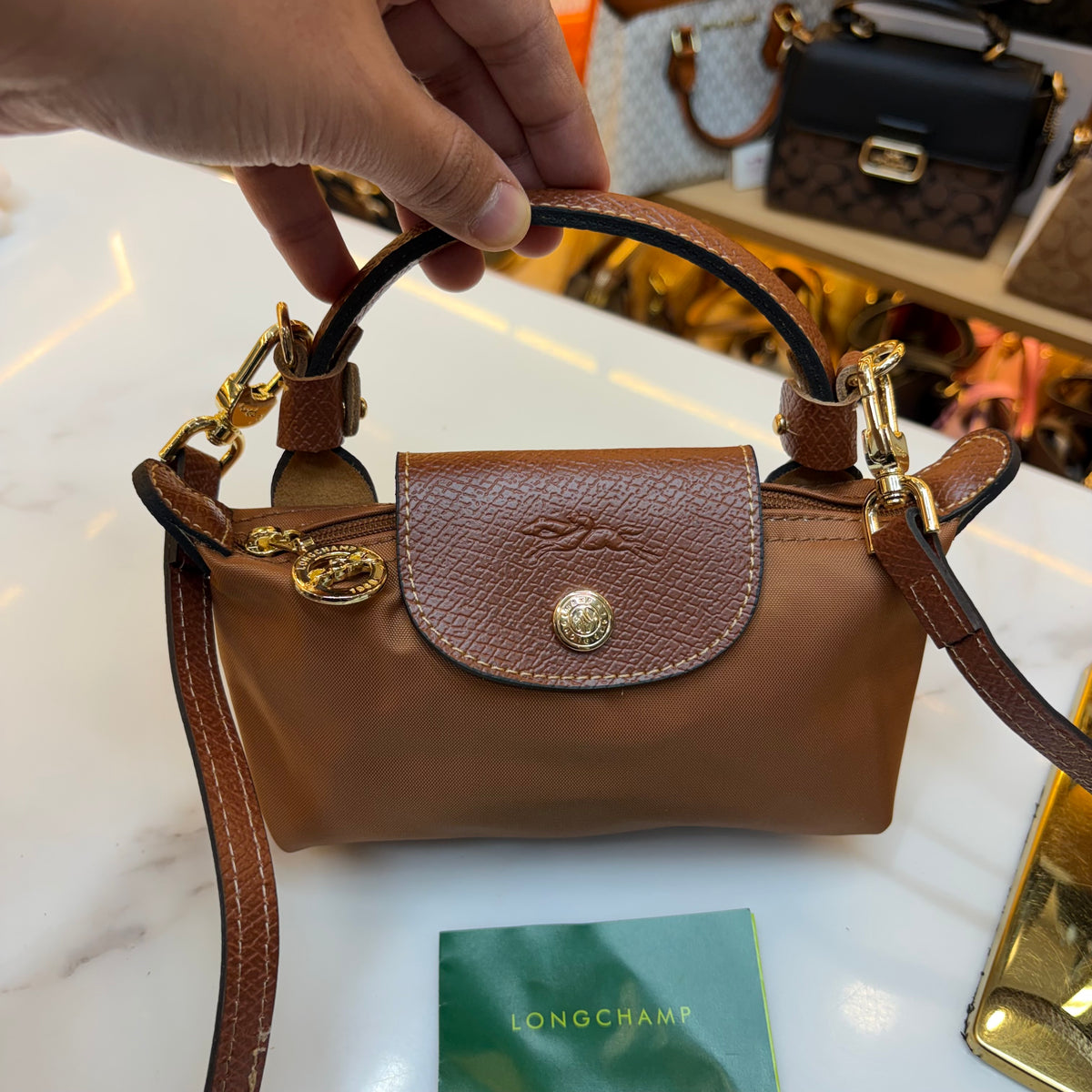 Longchamp - Le Pliage XS Crossbody Bag - Tan Brown