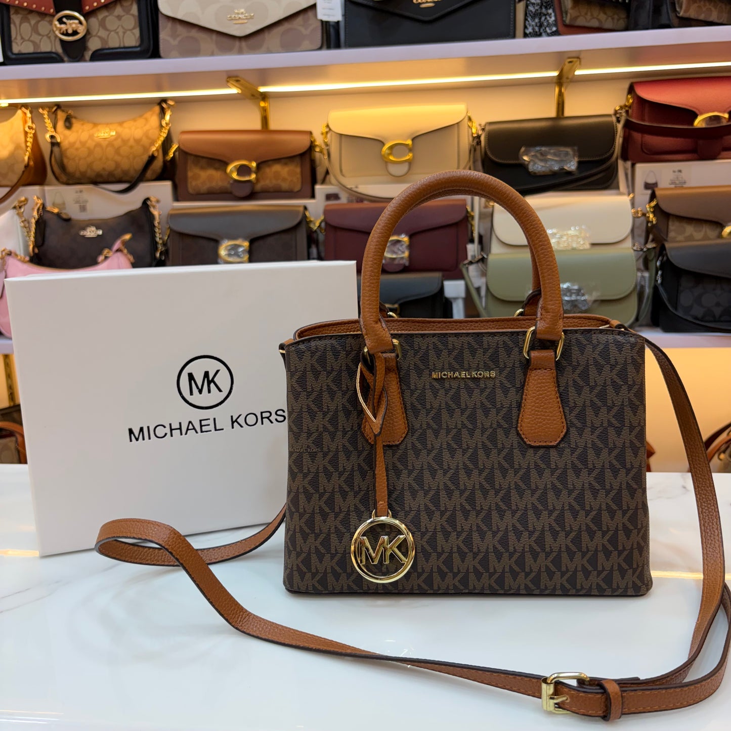 MK Sheila Medium Satchel - Brown
