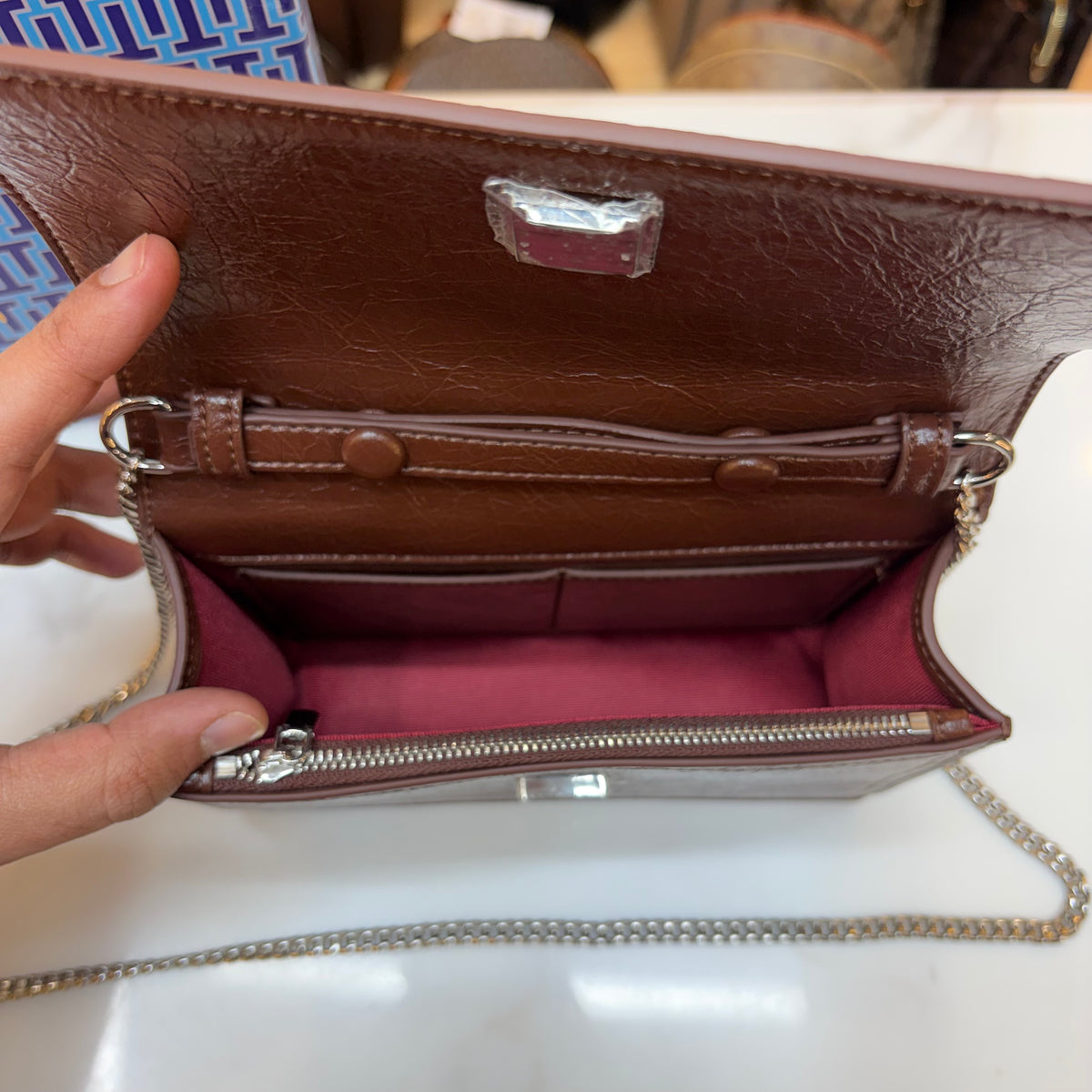 TB Women’s Kira Mini Deconstructed Leather Top-Handle Bag - Coffee