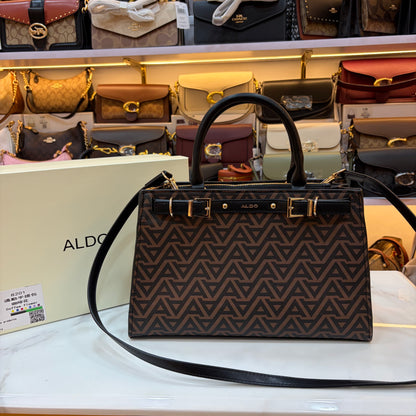ALD Geometric Monogram Satchel - Black