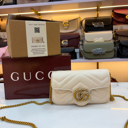 GG Marmont Mini Sling Bag - White (Ultra Premium Double Box)