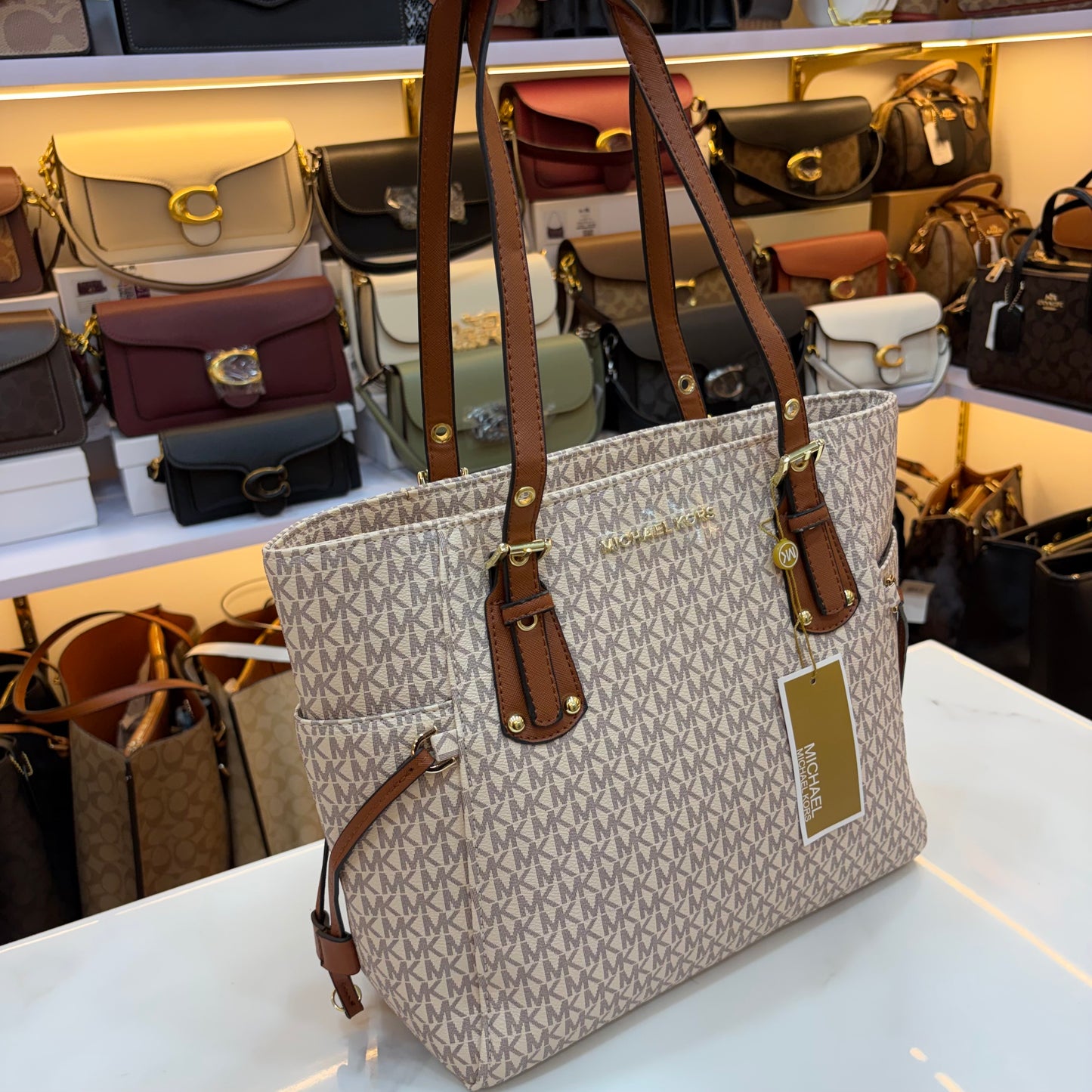 MK Voyager Tote - Creme