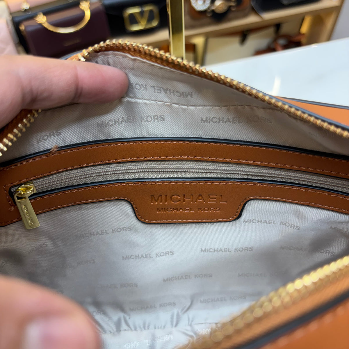 MK Dark Brown Jet Set Large Crossbody Bag