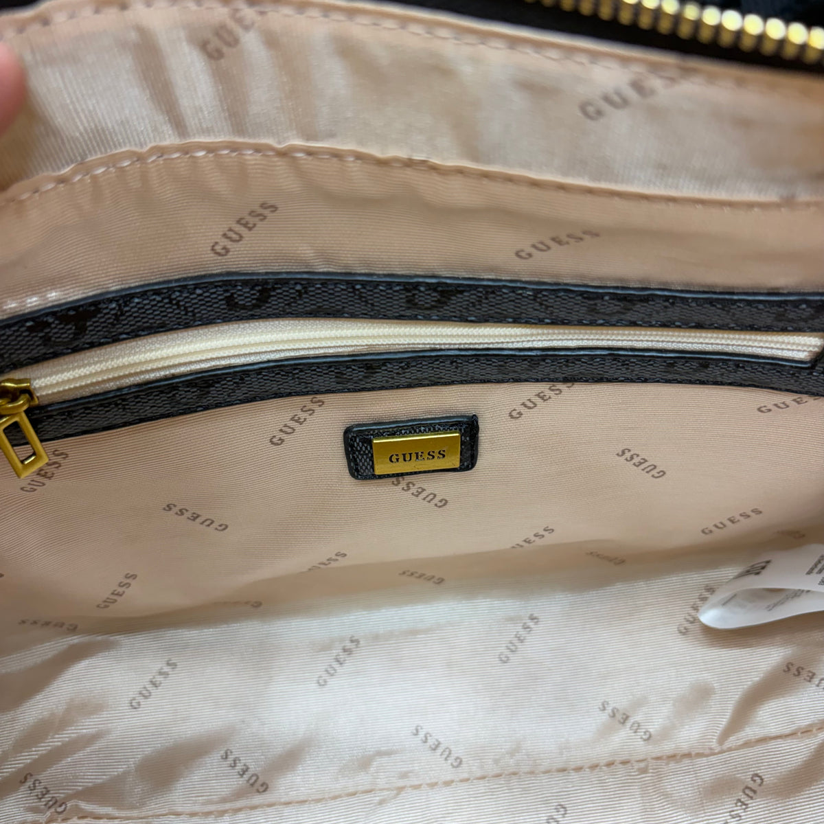 Guess Ginevra Elite Satchel - Black Monogram Print