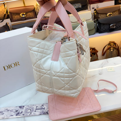 CD Toujours Vertical Tote Bag - White & Pink