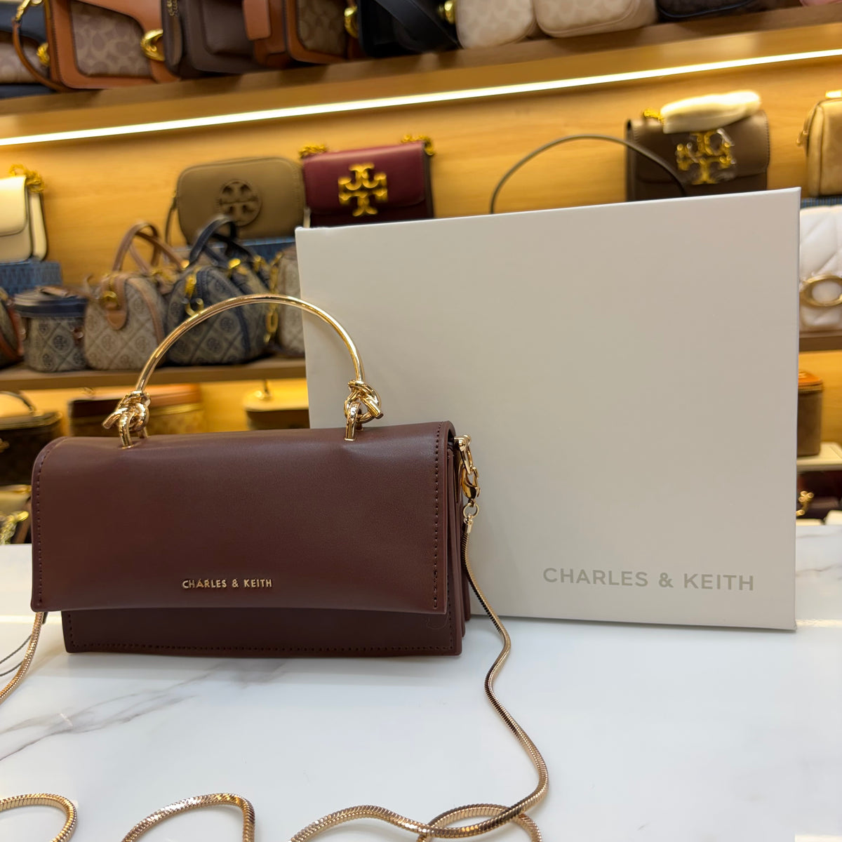 CNK Kristine Sculptural Handle Handbag - Wineberry Red