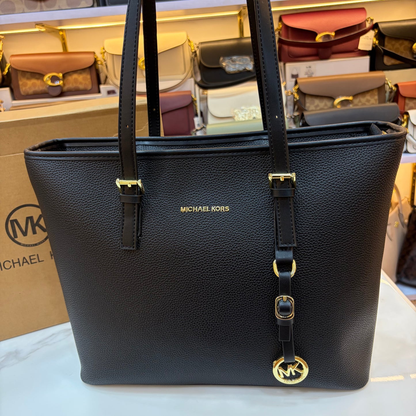 MK Quinn Full Size Top Zip Tote Bag - Black