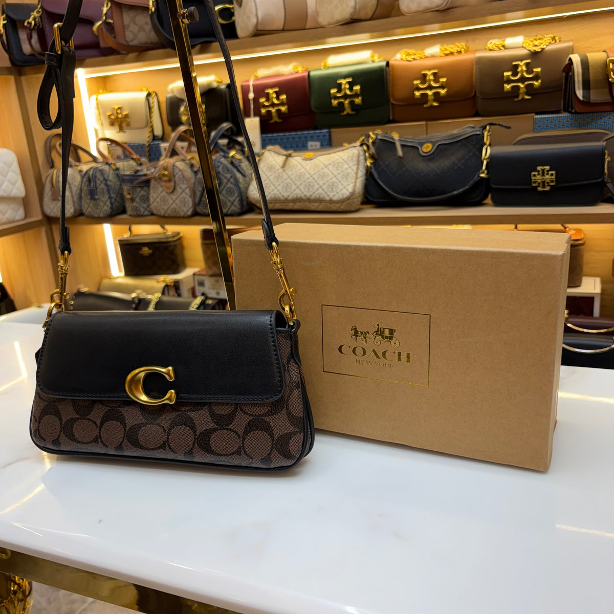 Coch Jet Shoulder/Crossbody Bag - Coffee Black