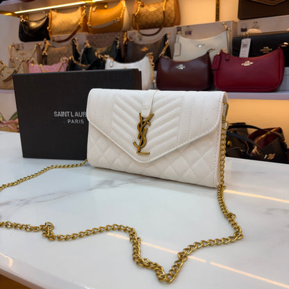 YSL Clutch Sling - White