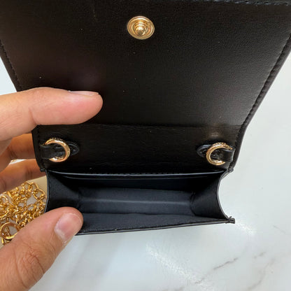 Coch Mini Wallet On A Chain In Signature Gold Walnut Black (Wristlet)