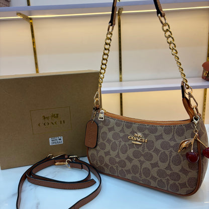 COCH TERI Sling/Shoulder Bag - Apricot (With Cherry Charm)