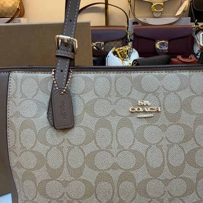 COCH Zip Top Tote Bag - Beige Coffee