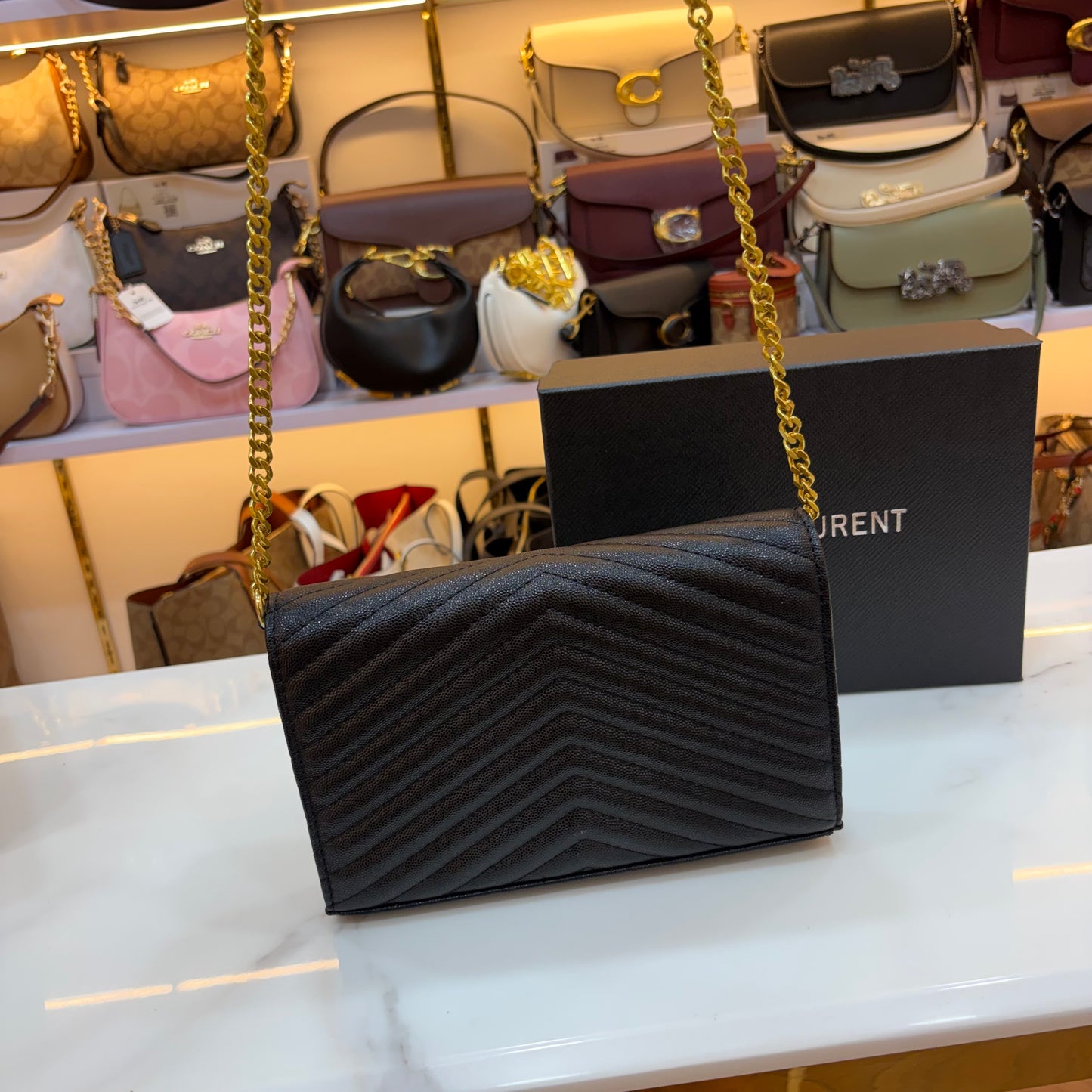 YSL Cassandre Wallet on Chain - Black