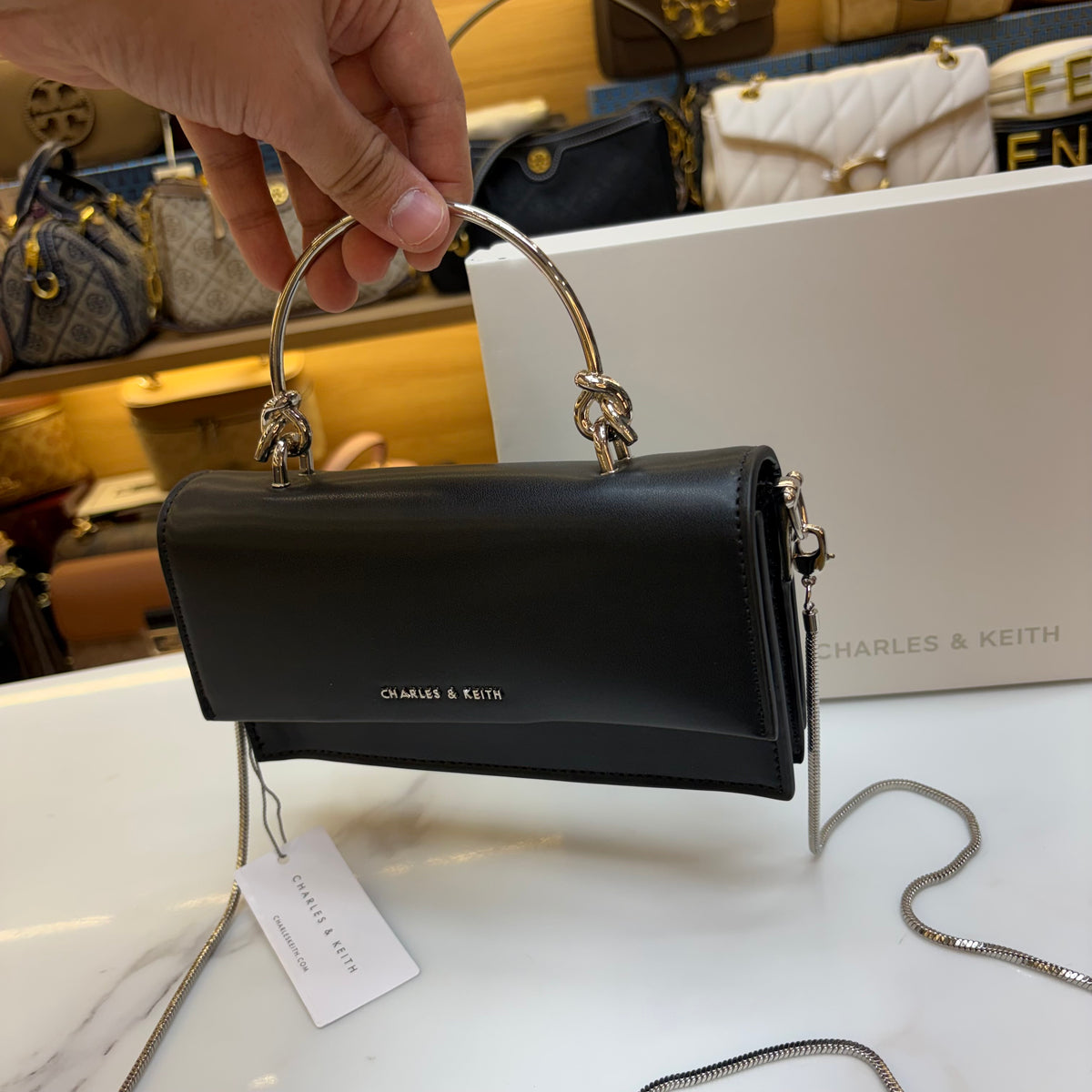 CNK Kristine Sculptural Handle Handbag - Noir