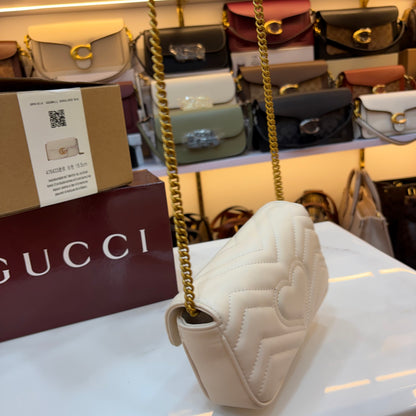 GG Marmont Mini Sling Bag - White (Ultra Premium Double Box)