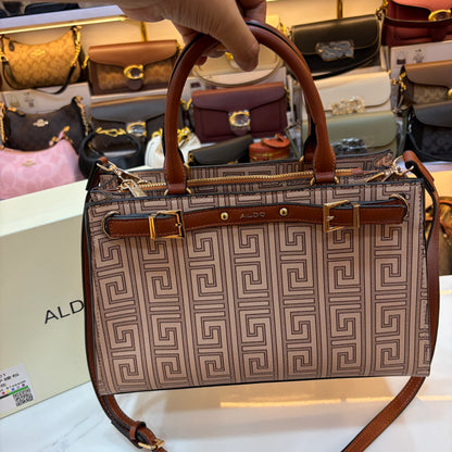 ALD Geometric Monogram Satchel - Brown
