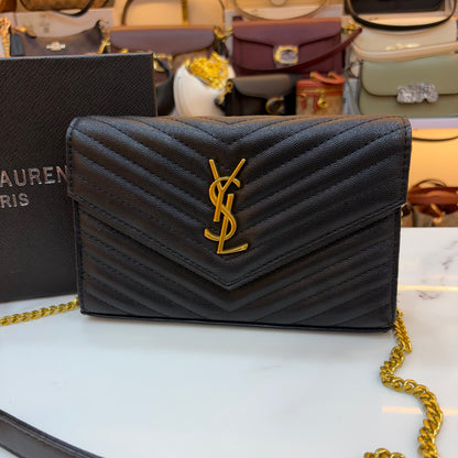 YSL Cassandre Wallet on Chain - Black
