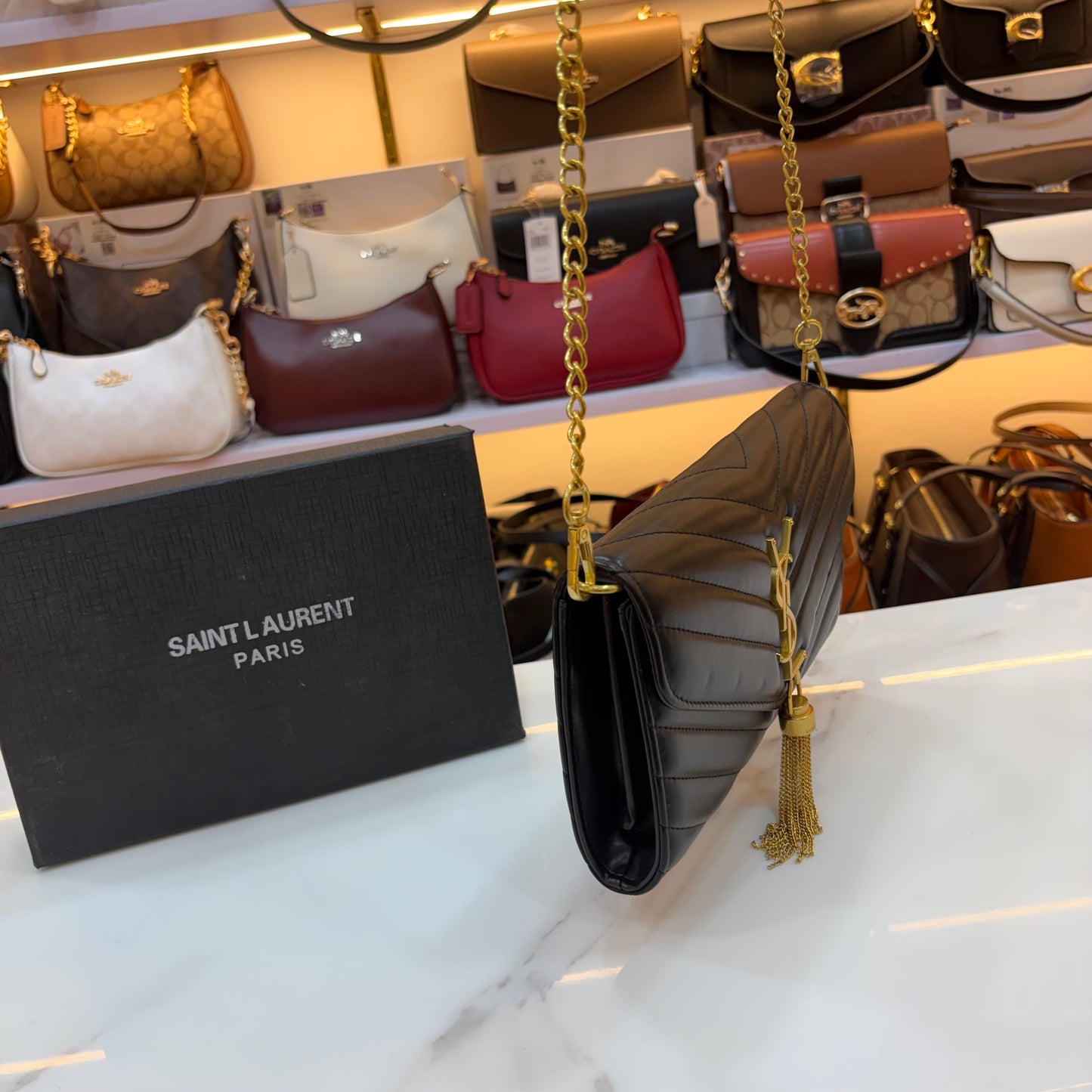 YSL Clutch Sling - Black
