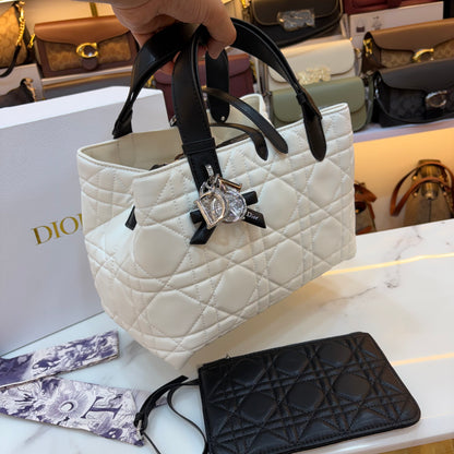 CD Toujours Vertical Tote Bag - White & Black
