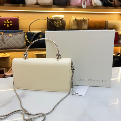 CNK Kristine Sculptural Handle Handbag - Cream