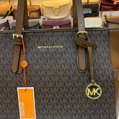 MK Gilly Large Drawstring Tote - Coffee Brown