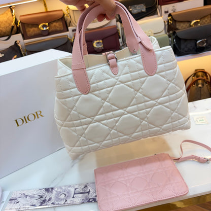 CD Toujours Vertical Tote Bag - White & Pink