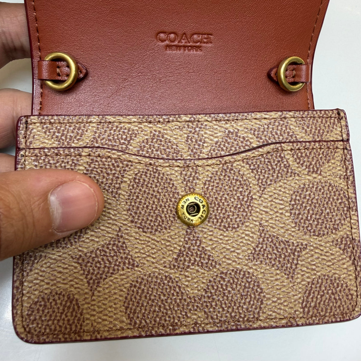 Coch Half Flap Card Case In Colorblock Signature (Wristlet)